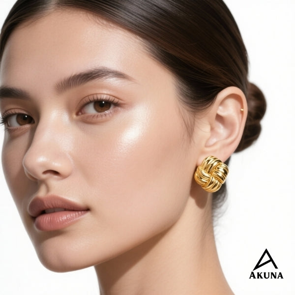 Akuna Square Gold Earrings – Stainless Steel, Anti-Tarnish, Statement Earring Stud