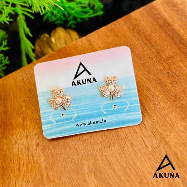 AKUNA Crystal Bloom Rose Gold Earrings with Pearl Center