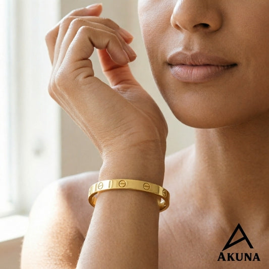 Akuna Cartier Lux Gold-Plated Stainless Steel Kada Bracelet
