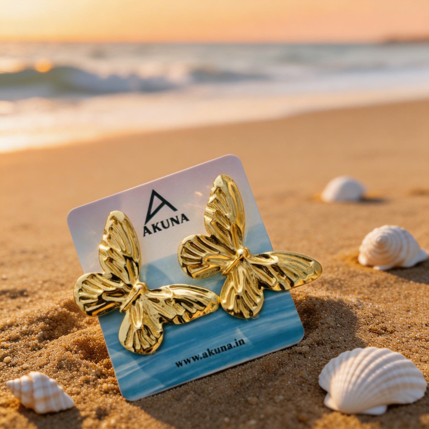 AKUNA Gold Plated Butterfly Earrings for Women | Lightweight Statement Studs | Trendy Party Wear & Daily Wear Jewellery