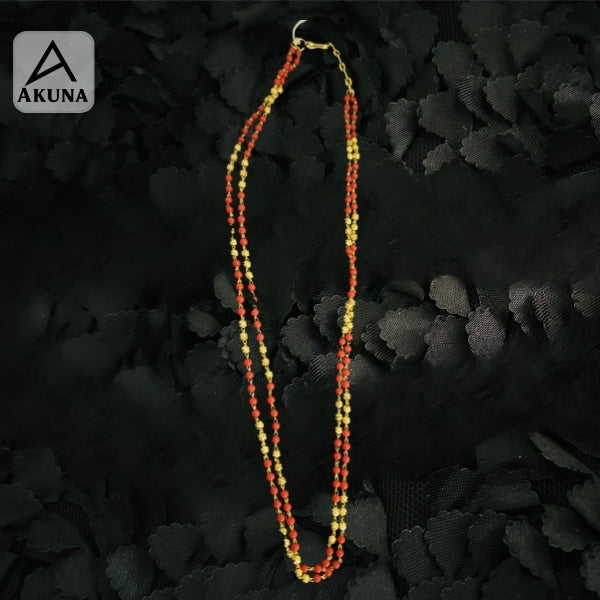 Akuna 2 Line Gold Plated Howla Mala Necklace with Gold Balls