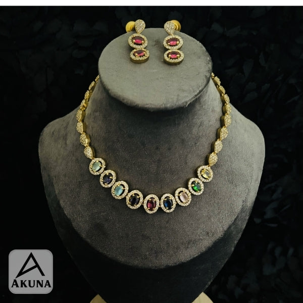 Akuna Navaratnas Jewelry Set: Gold Plated Necklace & Earrings set,