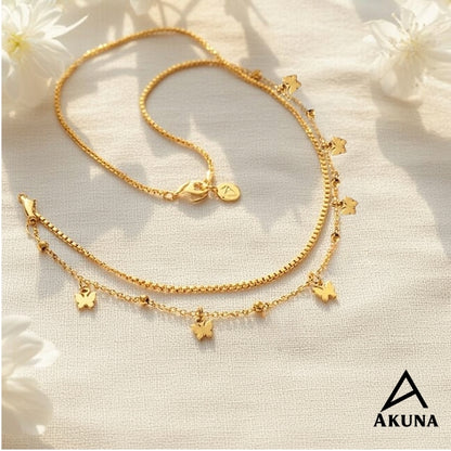 Akuna Gold-Plated Bracelet with 2-Layer Butterfly Design | Adjustable Stainless Steel