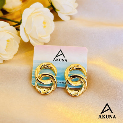 AKUNA Gold Plated Chunky Hoop Earrings for Women | Twisted Double Loop Statement Earrings | Lightweight Trendy Party Wear Jewellery