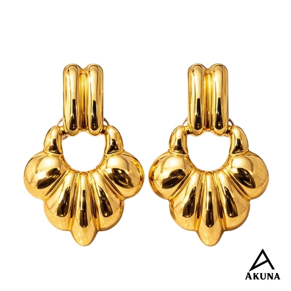AKUNA Gold Plated Statement Chandbali Earrings | Premium Stainless Steel | Modern Minimal Design | Perfect for Party & Ethnic Wear
