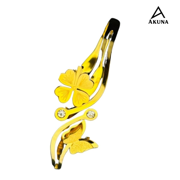 AKUNA Premium Gold Plated Floral Butterfly Kada Bracelet for Women | Stainless Steel | Elegant Statement Design | Anti-Tarnish & Lightweight