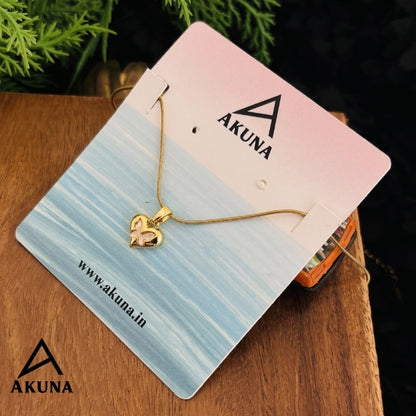 AKUNA Butterfly Heart Pendant Necklace — 18" Gold-Plated Stainless Steel, Anti-Allergy