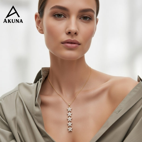 Elegant Gold Floral Drop Pendant Necklace for Women