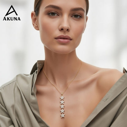 Elegant Gold Floral Drop Pendant Necklace for Women