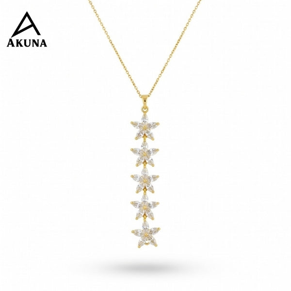 Elegant Gold Floral Drop Pendant Necklace for Women