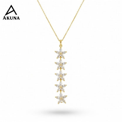 Elegant Gold Floral Drop Pendant Necklace for Women