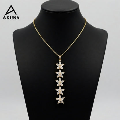 Elegant Gold Floral Drop Pendant Necklace for Women