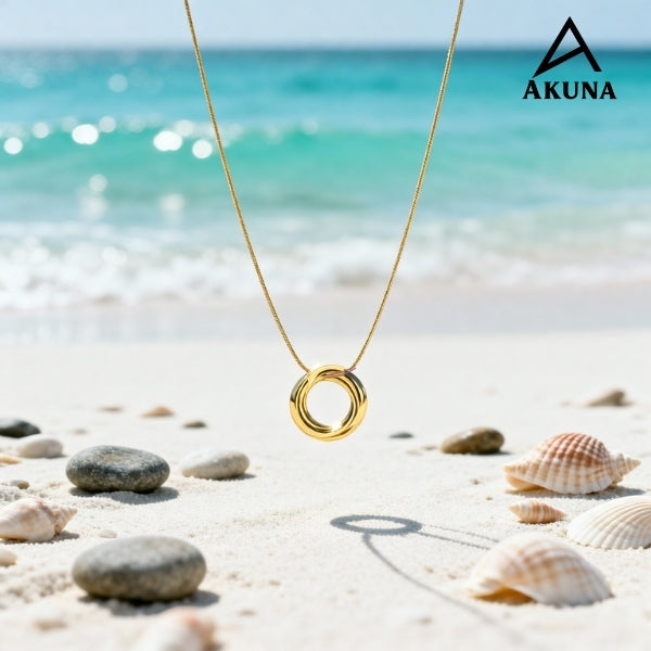 Akuna’s Circle of Simplicity: Gold-Plated Necklace