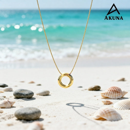 Akuna’s Circle of Simplicity: Gold-Plated Necklace
