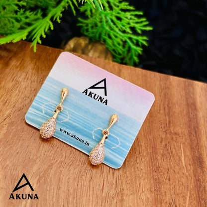 Akuna Floral-Teardrop Drop Earrings in Rose Gold with Diamonds