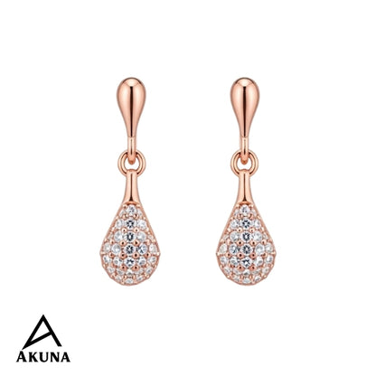 Akuna Floral-Teardrop Drop Earrings in Rose Gold with Diamonds