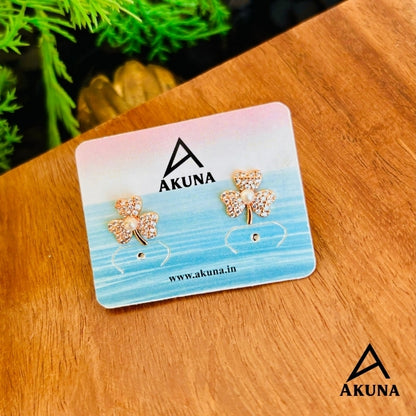 AKUNA Crystal Bloom Rose Gold Earrings with Pearl Center
