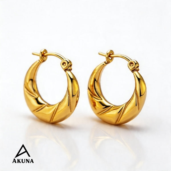 Akuna Minimalist Gold Hoop Earrings — Stainless Steel, Anti-Tarnish, Hypoallergenic