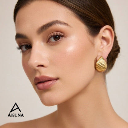 Akuna Everyday Luxe Tear Drop Stud Earrings — Gold Plated Steel, Lightweight, Anti-Tarnish