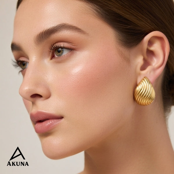 Akuna Everyday Luxe Tear Drop Stud Earrings — Gold Plated Steel, Lightweight, Anti-Tarnish