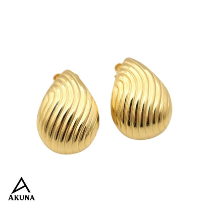 Akuna Everyday Luxe Tear Drop Stud Earrings — Gold Plated Steel, Lightweight, Anti-Tarnish