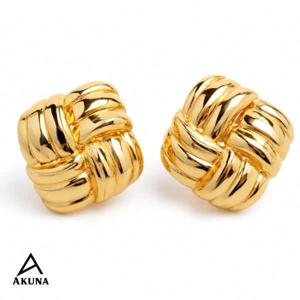 Akuna Square Gold Earrings – Stainless Steel, Anti-Tarnish, Statement Earring Stud