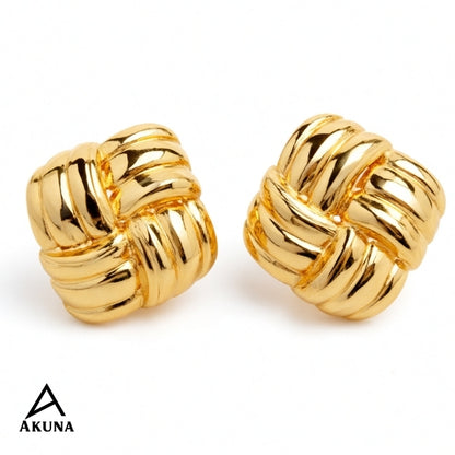 Akuna Square Gold Earrings – Stainless Steel, Anti-Tarnish, Statement Earring Stud