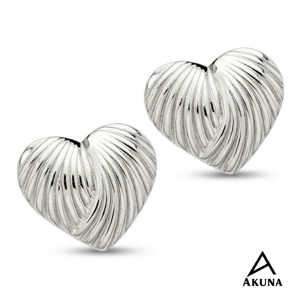 AKUNA Silver Plated Heart Shape Stud Earrings for Women | Stainless Steel | Minimalist Cute Design | Lightweight & Anti-Tarnish | Daily Wear & Gift