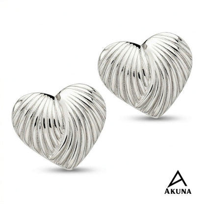AKUNA Silver Plated Heart Shape Stud Earrings for Women | Stainless Steel | Minimalist Cute Design | Lightweight & Anti-Tarnish | Daily Wear & Gift