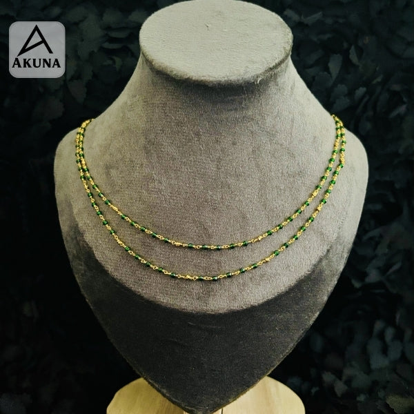 Akuna Green Onex Bead Mala - Premium Quality Gold Plated Necklace
