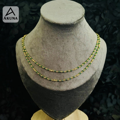 Akuna Green Onex Bead Mala - Premium Quality Gold Plated Necklace
