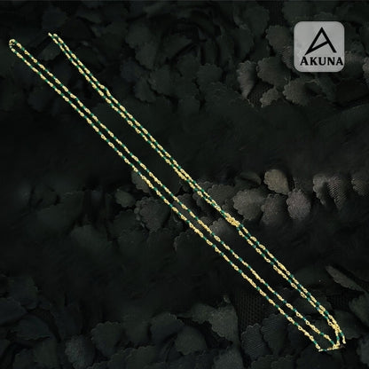 Akuna Green Onex Bead Mala - Premium Quality Gold Plated Necklace