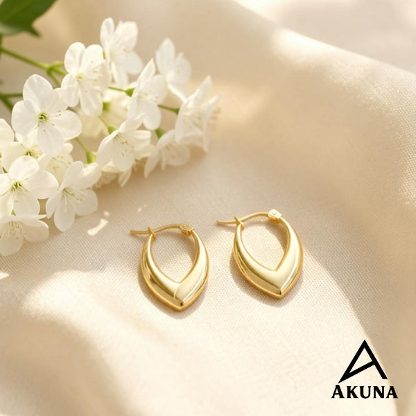 Akuna Gold V-Shaped Hoop Earrings Minimalist Design