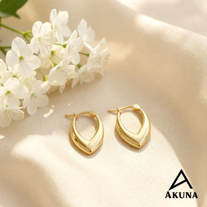 Akuna Gold V-Shaped Hoop Earrings Minimalist Design