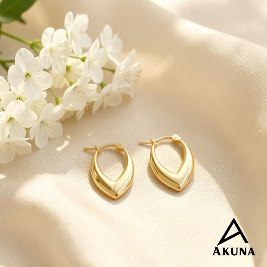 Akuna Gold V-Shaped Hoop Earrings Minimalist Design