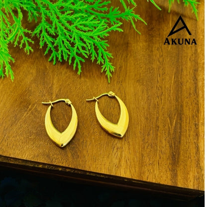 Akuna Gold V-Shaped Hoop Earrings Minimalist Design