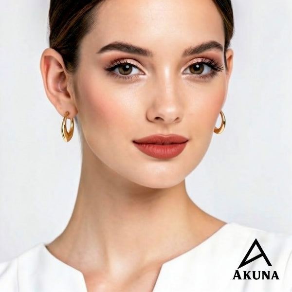 Akuna Gold V-Shaped Hoop Earrings Minimalist Design