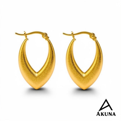 Akuna Gold V-Shaped Hoop Earrings Minimalist Design