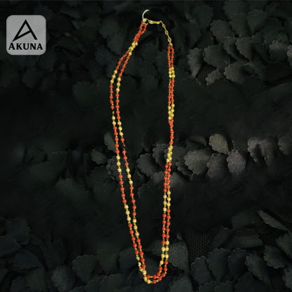 Akuna 2 Line Gold Plated Howla Mala Necklace with Gold Balls