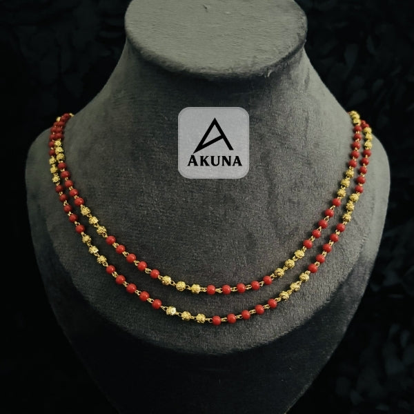 Akuna 2 Line Gold Plated Howla Mala Necklace with Gold Balls