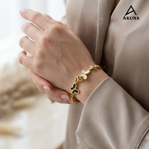AKUNA Gold Plated Butterfly Design Kada Bracelet for Women | Anti-Tarnish Stainless Steel | Elegant Minimal Statement Jewelry | Lightweight & Stylish