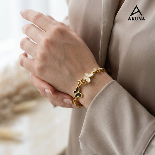 AKUNA Gold Plated Butterfly Design Kada Bracelet for Women | Anti-Tarnish Stainless Steel | Elegant Minimal Statement Jewelry | Lightweight & Stylish
