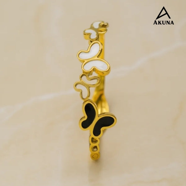 AKUNA Gold Plated Butterfly Design Kada Bracelet for Women | Anti-Tarnish Stainless Steel | Elegant Minimal Statement Jewelry | Lightweight & Stylish