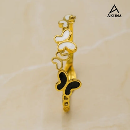 AKUNA Gold Plated Butterfly Design Kada Bracelet for Women | Anti-Tarnish Stainless Steel | Elegant Minimal Statement Jewelry | Lightweight & Stylish