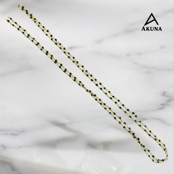 Akuna Gold Plated Black Onex Bead Mala Necklace
