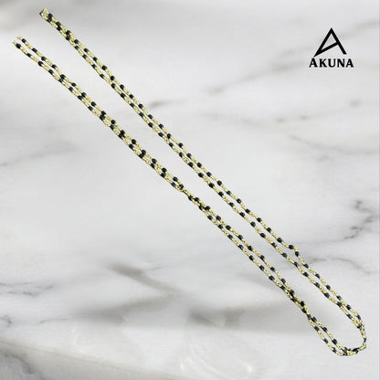 Akuna Gold Plated Black Onex Bead Mala Necklace