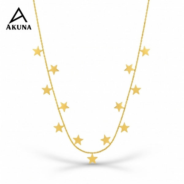 Celestial Gold Star Charm Necklace – Dainty Layered Chain
