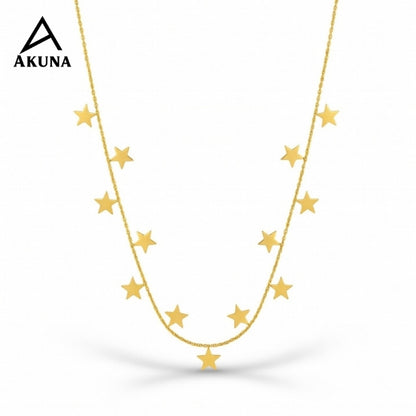 Celestial Gold Star Charm Necklace – Dainty Layered Chain