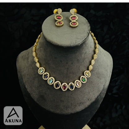 Akuna Navaratnas Jewelry Set: Gold Plated Necklace & Earrings set,