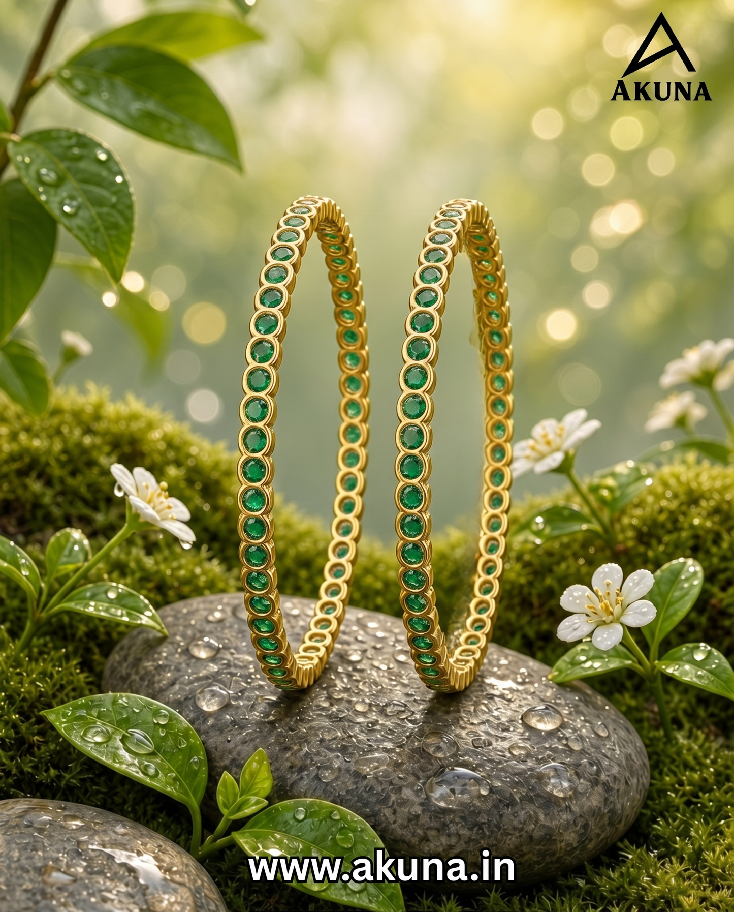 Akuna Gold-Plated Stone Bangles for Women | Premium Designer Bangle Set of 2| Wedding & Festive Jewellery
